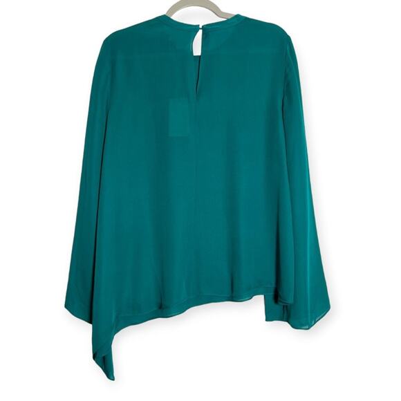 NWT cinq a sept Henri Top SIZE M Gulf Blue Green Silk Semi Sheer Blouse NEW - Picture 4 of 12